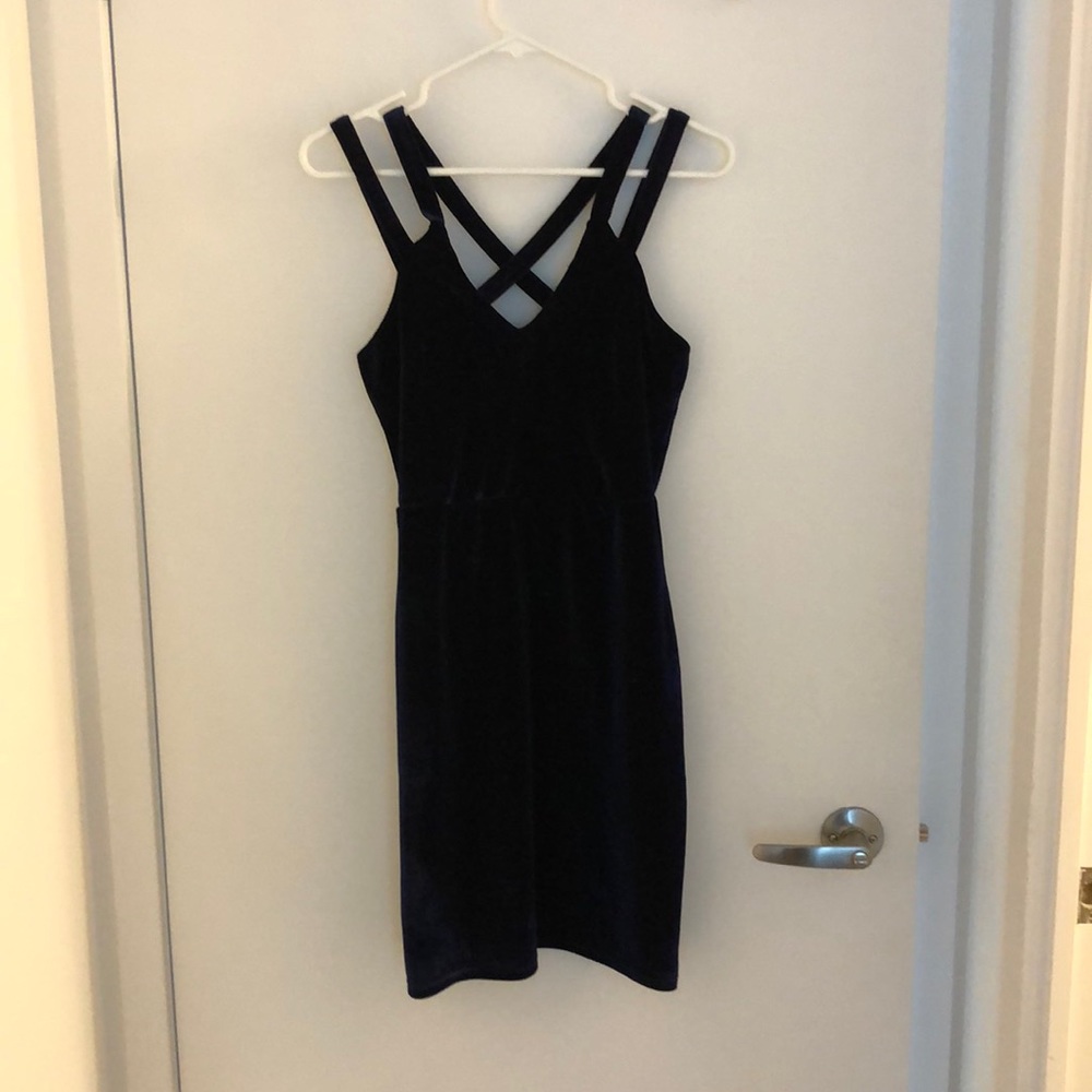 Navy velvet body on dress size small